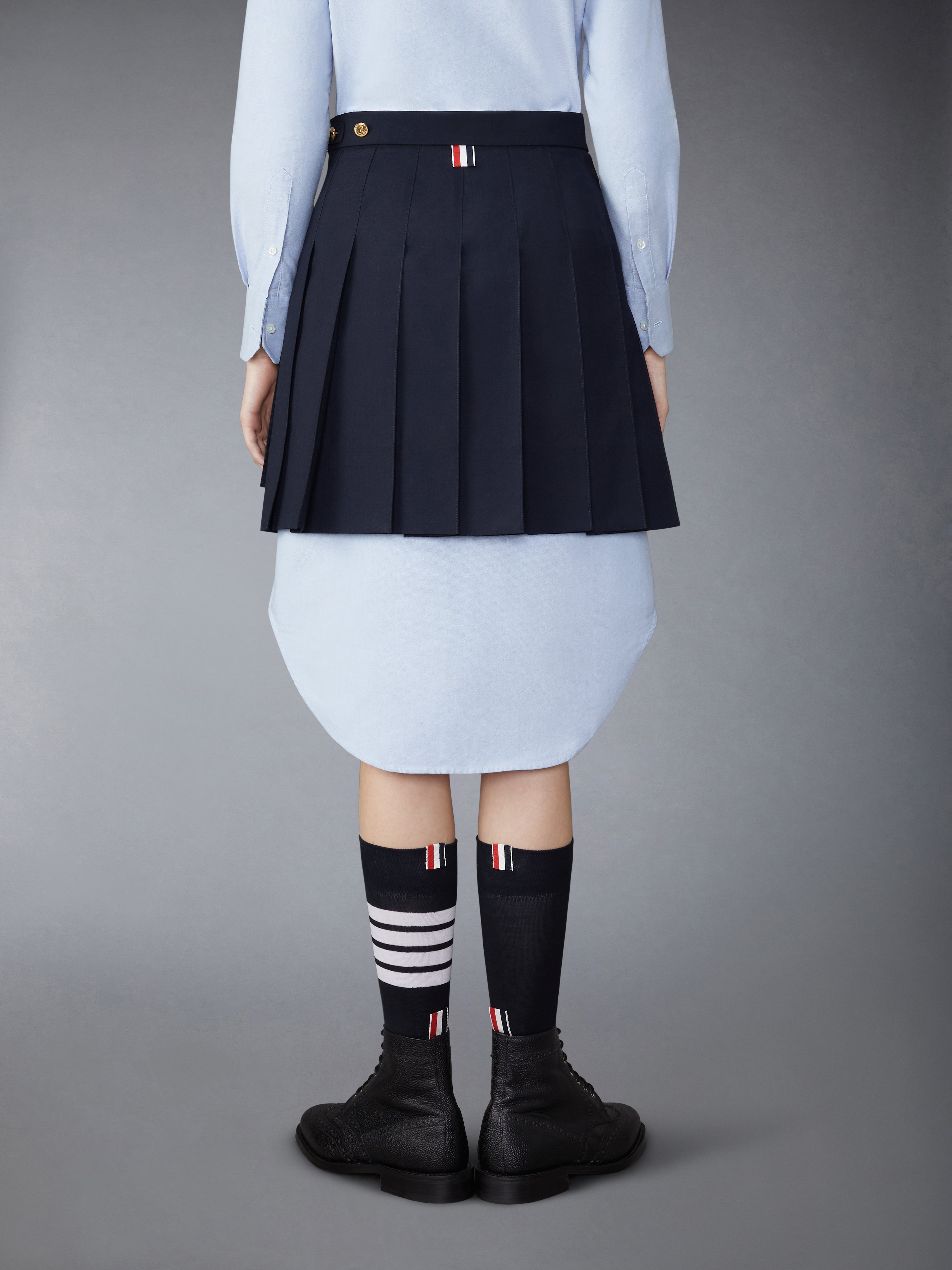 Plain Weave School Uniform Pleated Mini Skirt - 4