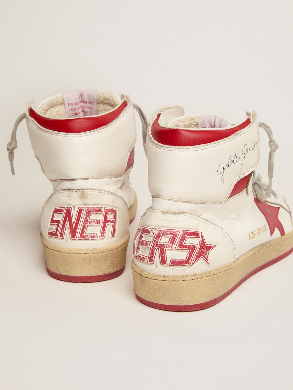 Sky-Star sneakers in white nappa leather with red leather star and heel tab - 4