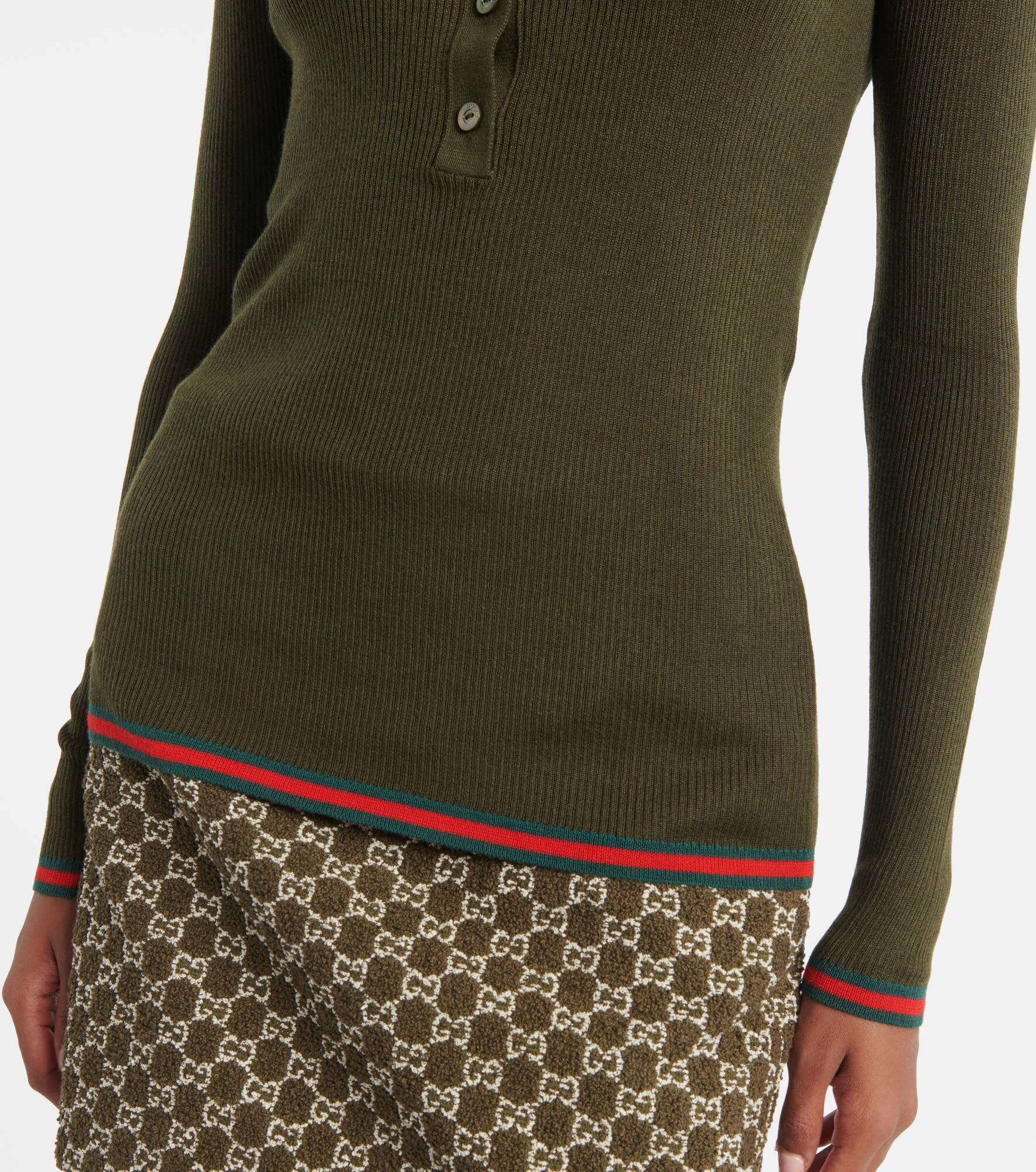 Web Stripe cashmere and silk polo sweater - 5