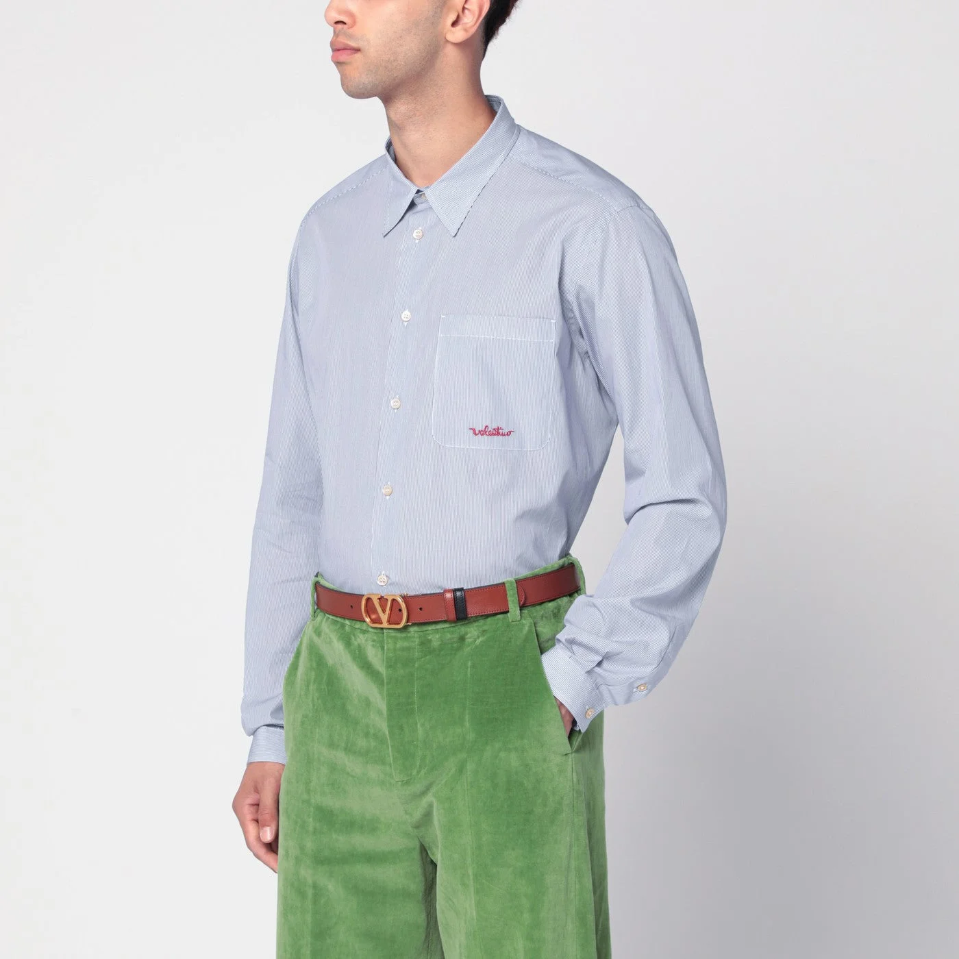 Light blue cotton shirt with logo - 1