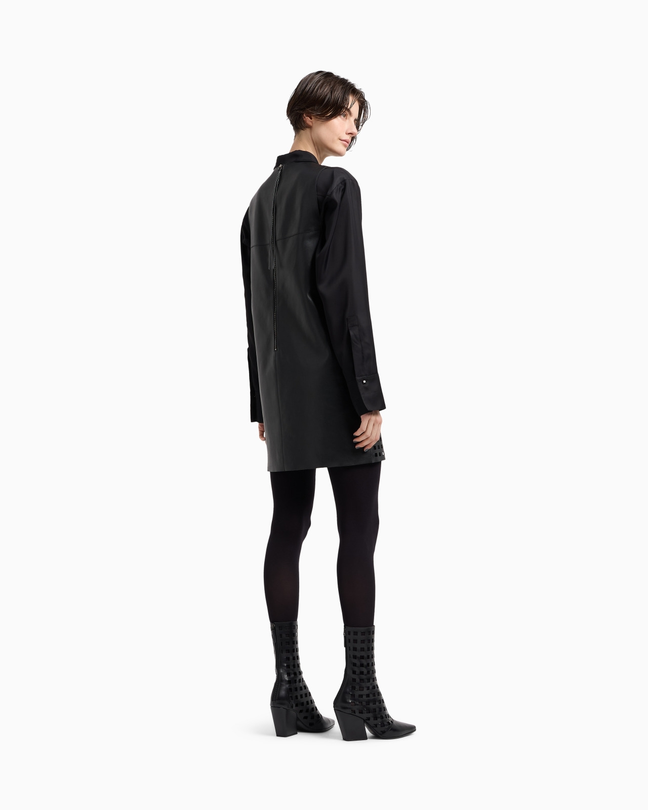 POLYGON CAPSULE COLLECTION DRESS IN VEGETABLE-TANNED NAPPA LEATHER WITH LASER-CUT PERFORATIONS - 3