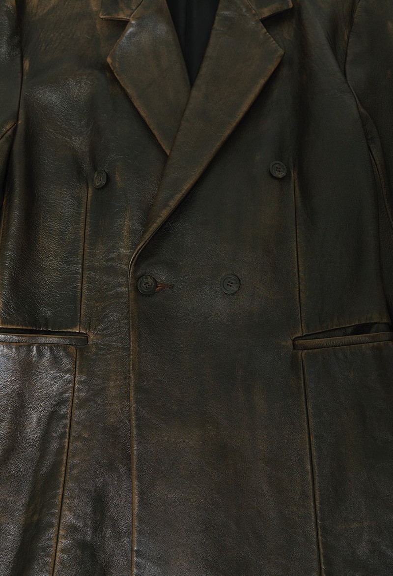 John Elliott LEATHER DOUBLE BREASTED BLAZER outlook