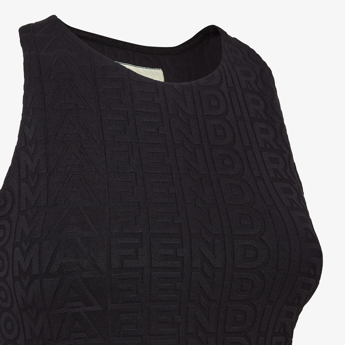 Crop top in black tech fabric. The Fendi Roma logo is reinterpreted by Marc Jacobs in a jacquard wea - 3