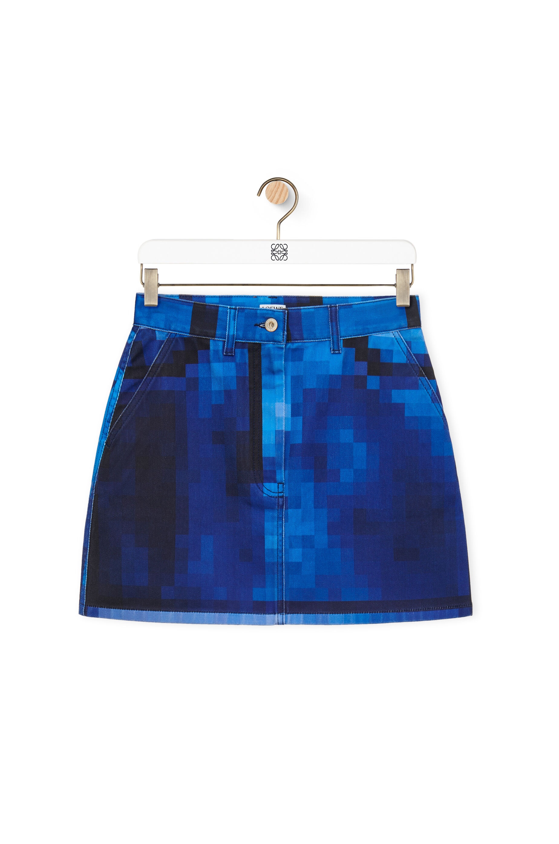 Pixelated mini skirt in denim - 1
