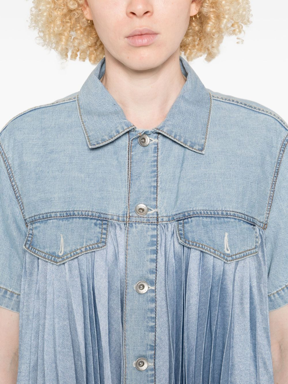 pleated denim shirt - 5