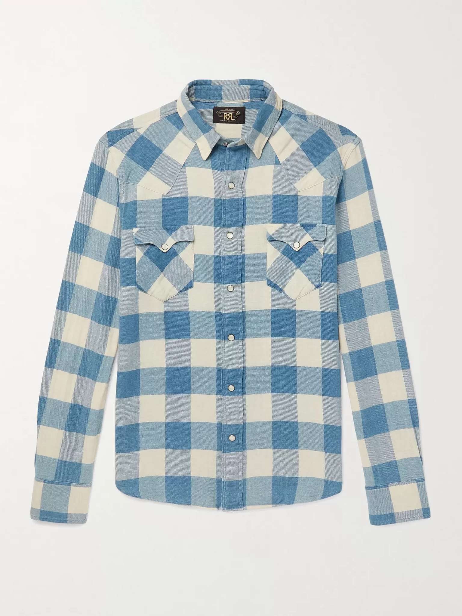 Buffalo-Checked Cotton and Linen-Blend Flannel Shirt - 1