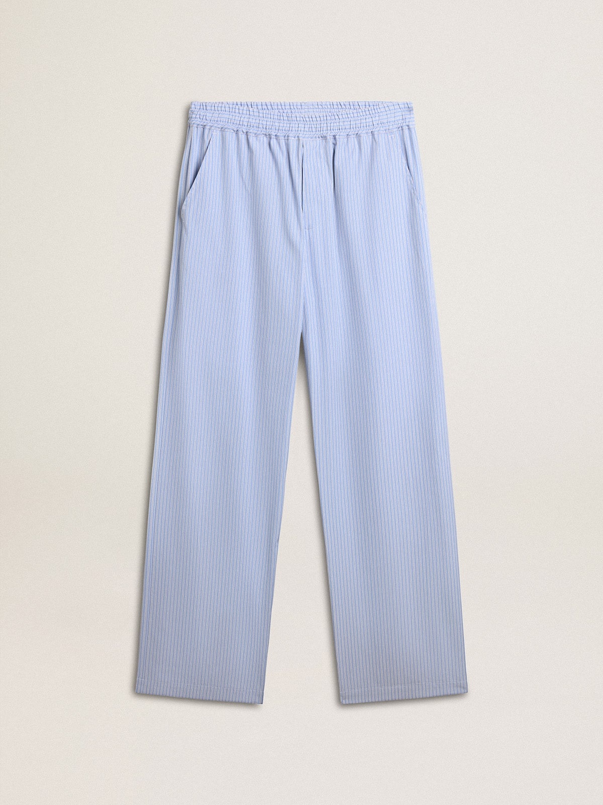 Men's joggers in striped cotton poplin - 1