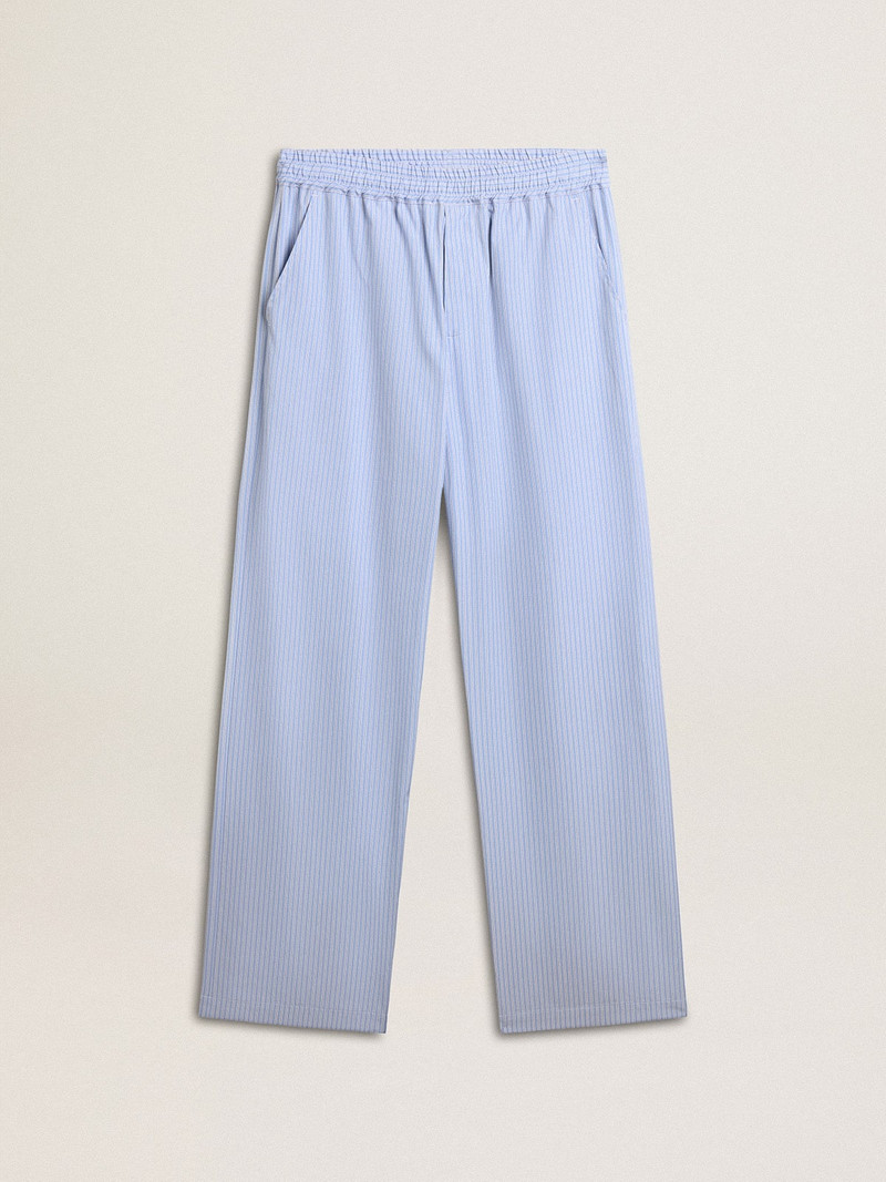 Men's joggers in striped cotton poplin 1