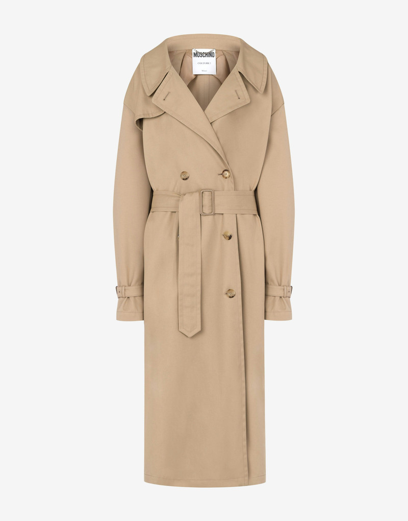 TRENCH COAT IN COTTON AND NYLON GABARDINE - 1
