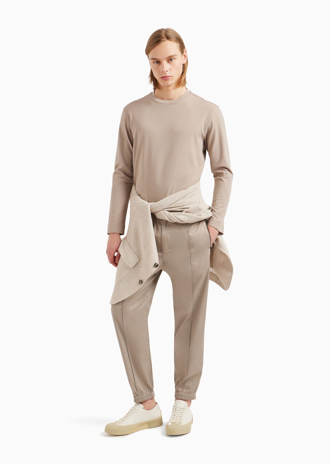 Comfortable cotton twill trousers with centre crease and stretch cuffs - 4