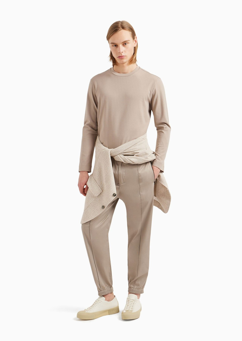 EMPORIO ARMANI Comfortable cotton twill trousers with centre crease and stretch cuffs outlook