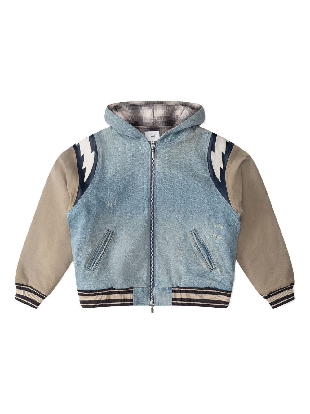 Lightning denim hooded bomber jacket - 1