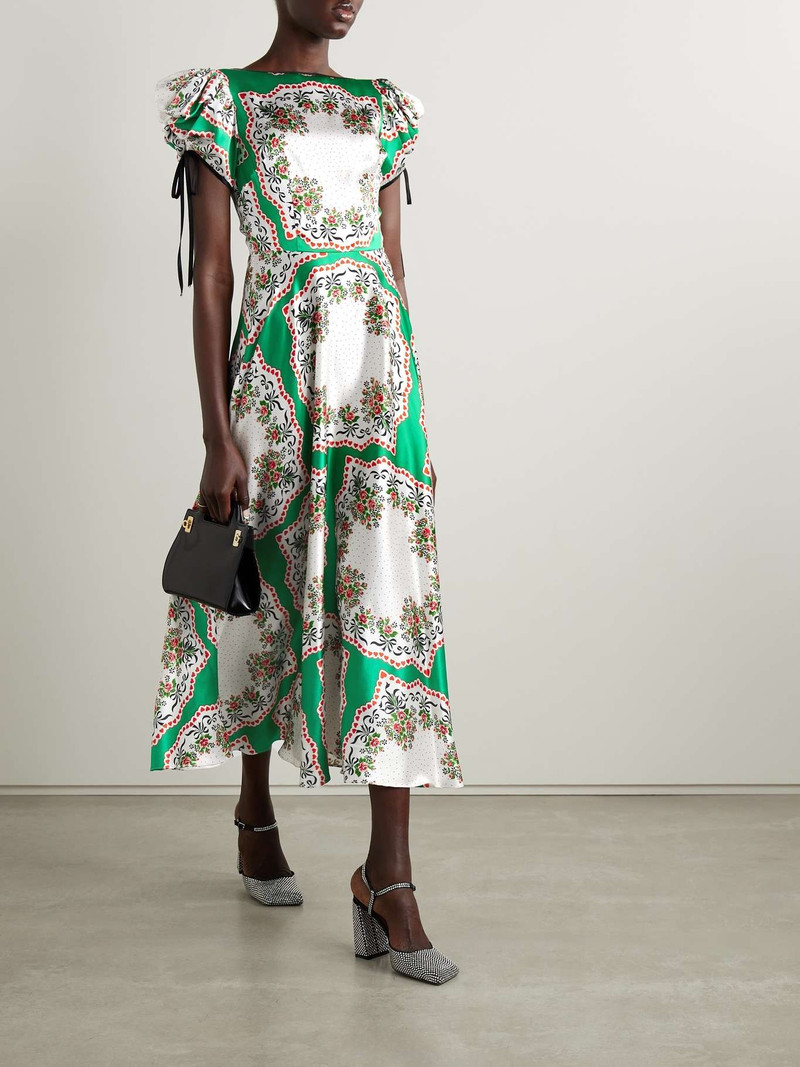 RODARTE Printed silk-satin midi dress outlook