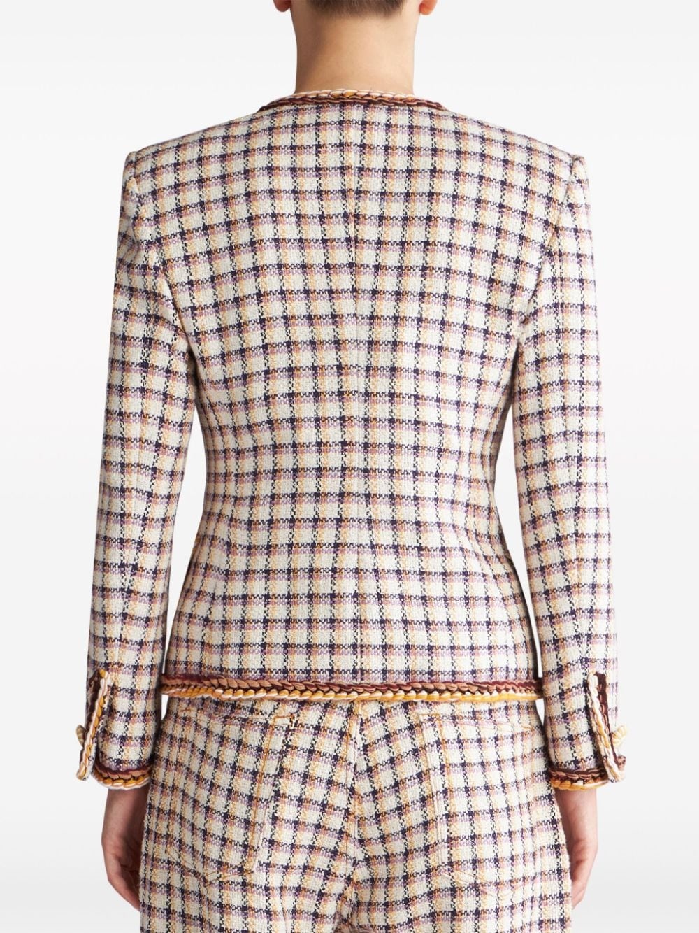 check-jacquard cotton-blend jacket - 4