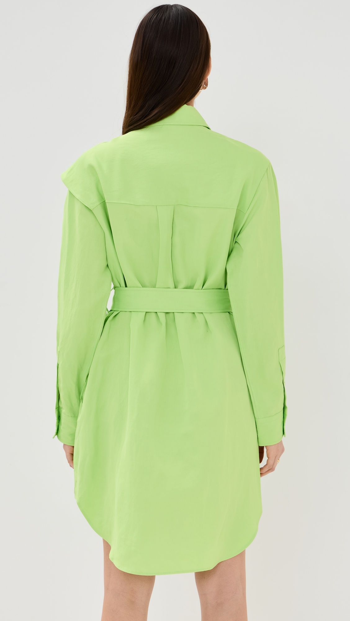 Cape Shoulder Drape Shirt Dress - 2