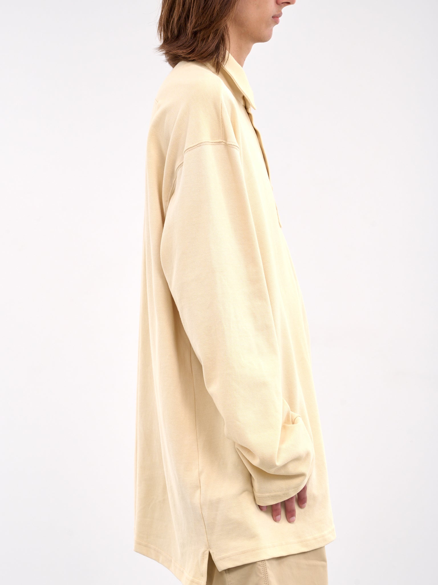 Oversized Long Sleeve Polo Shirt - 4