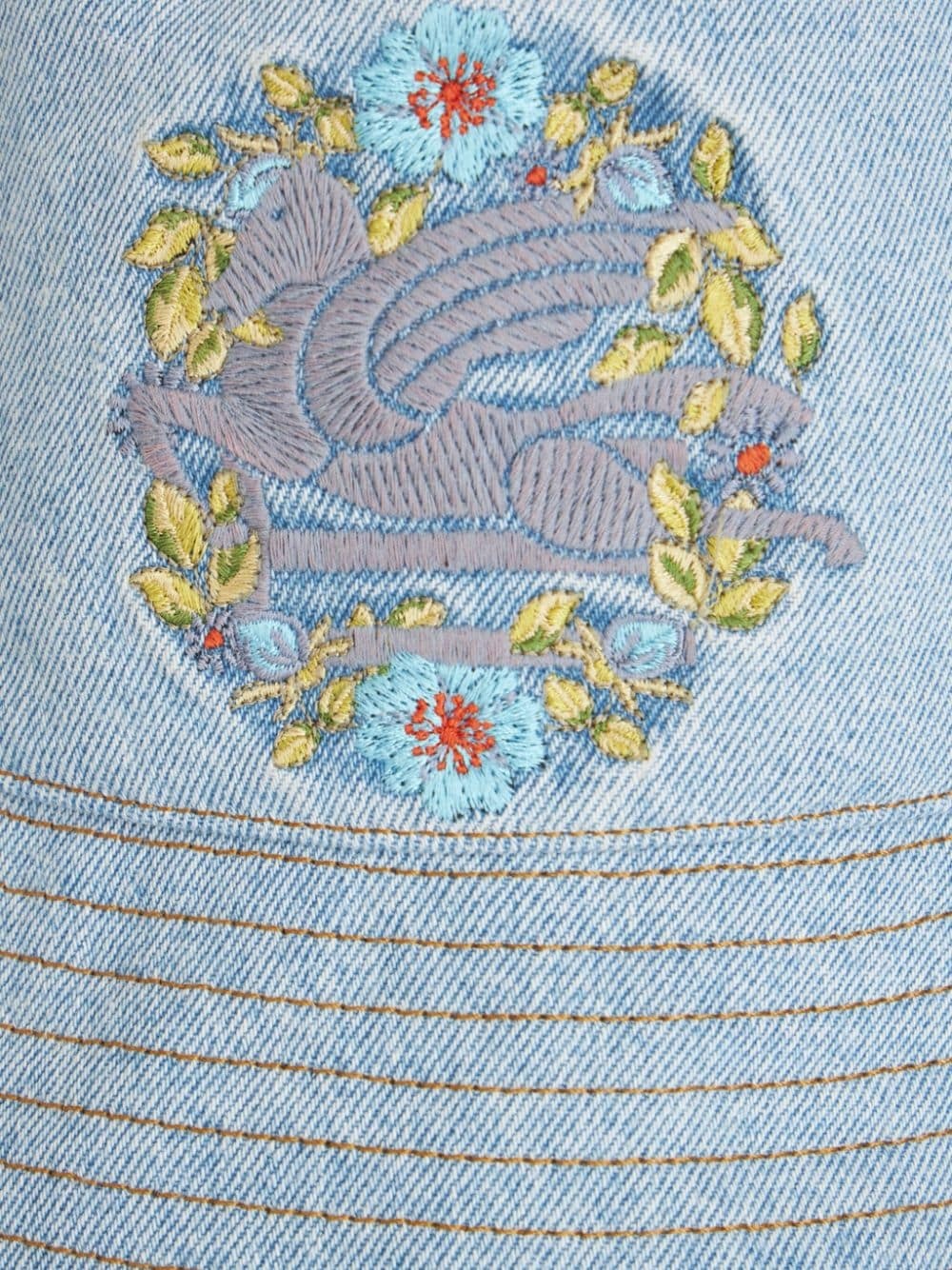 Pegaso embroidered denim bucket hat - 2