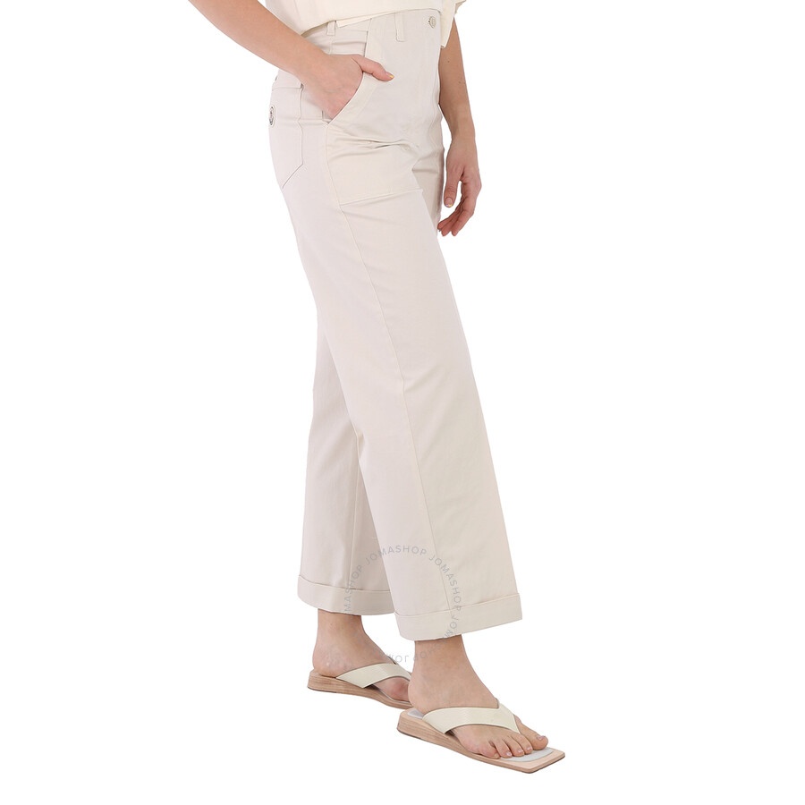Moncler Ladies Natural Logo Patch Straight Leg Pants - 4