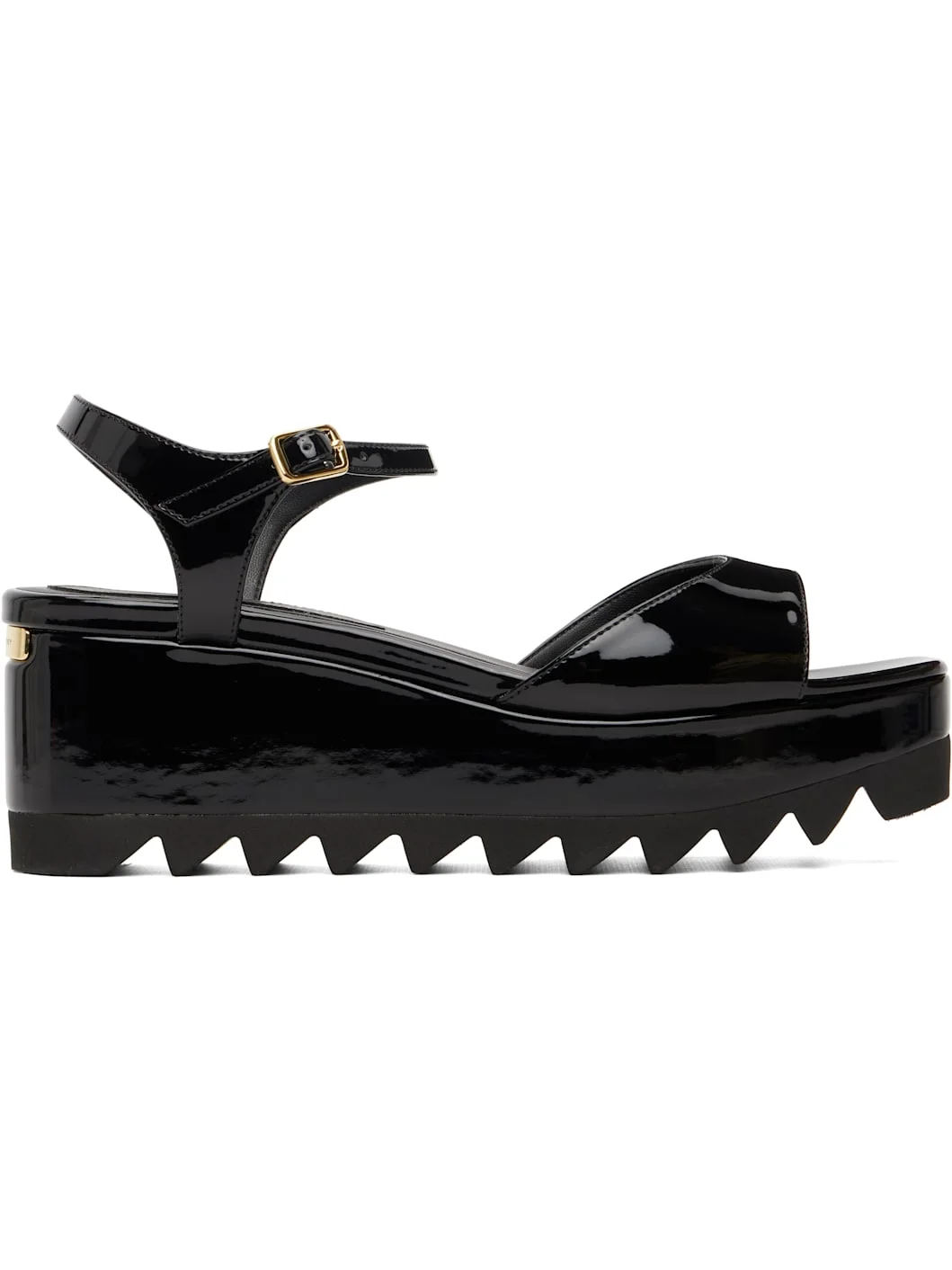 Black Elyse Patent Platform Sandals - 1