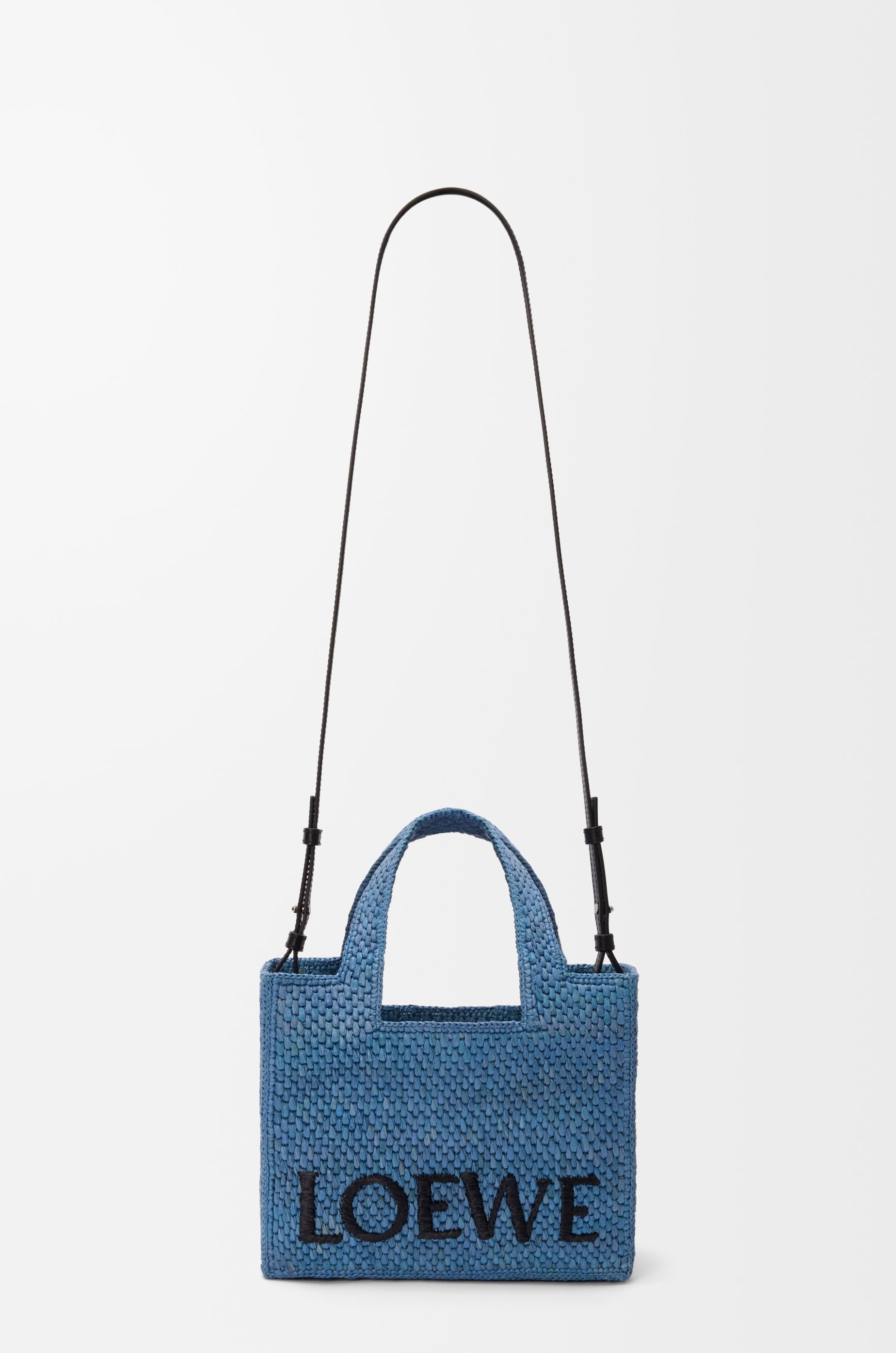 Small LOEWE Font tote in raffia - 5