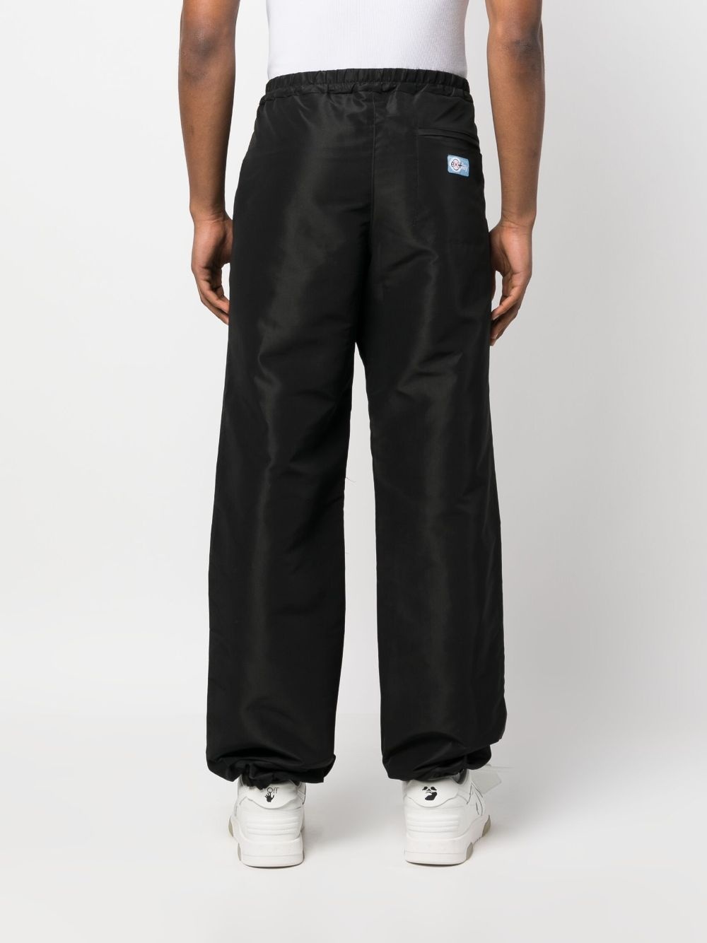 logo-patch wide-leg trousers - 4