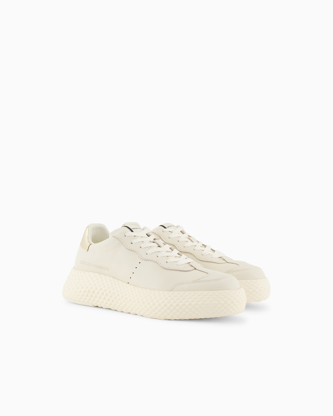 Chunky leather sneakers with gold back - 2