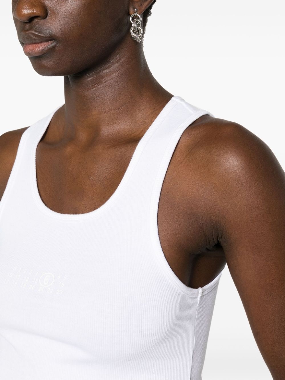 numbers-motif ribbed tank top - 5
