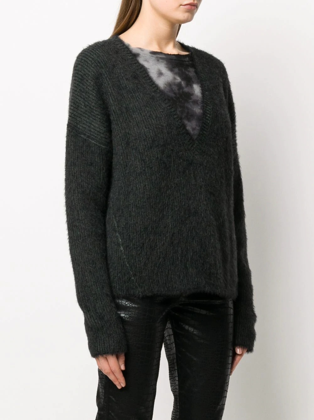 textured knit v-neck jumper - 3