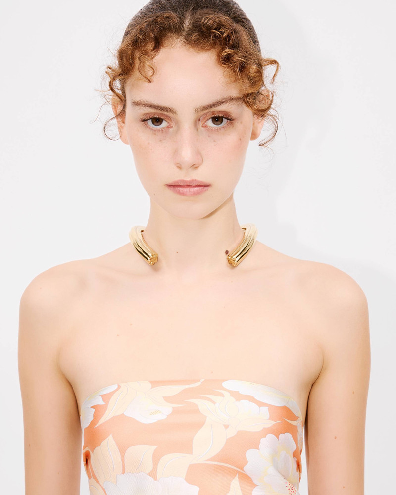 'KENZO Peonies' large tassel triangle in silk 5