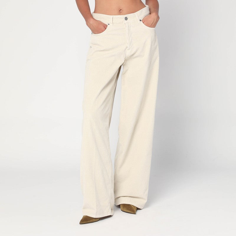 HAIKURE Wide ecru corduroy trousers - 1