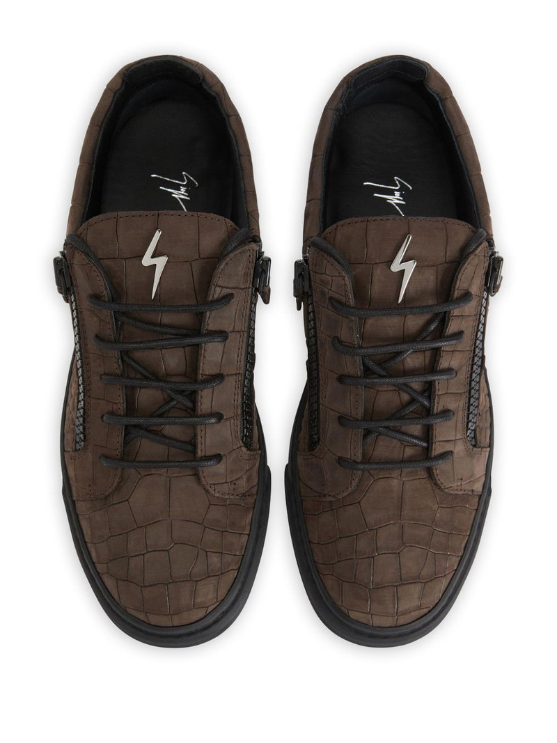 Frankie crocodile-effect zip sneakers 4