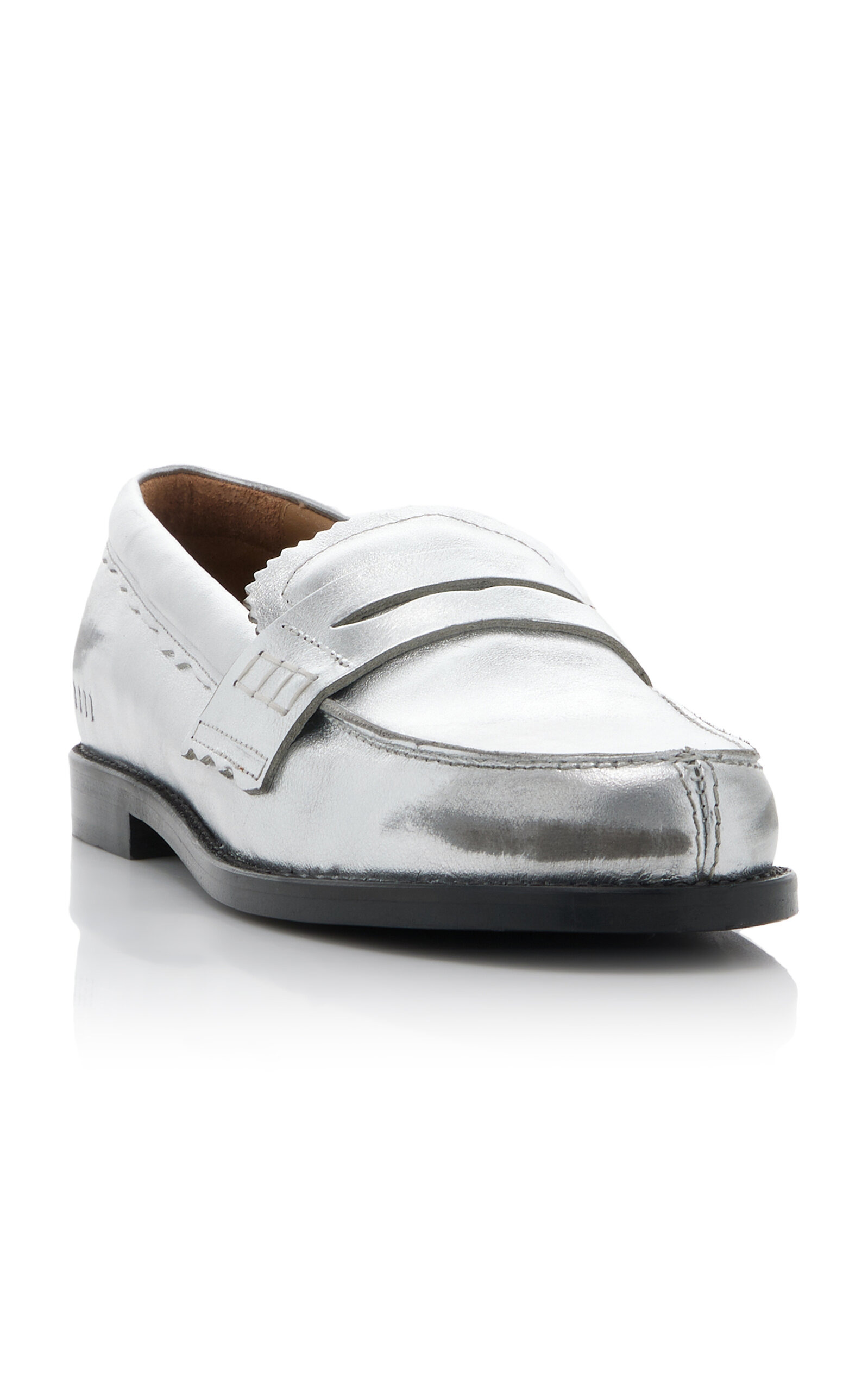 Jerry Metallic Leather Loafers silver - 4