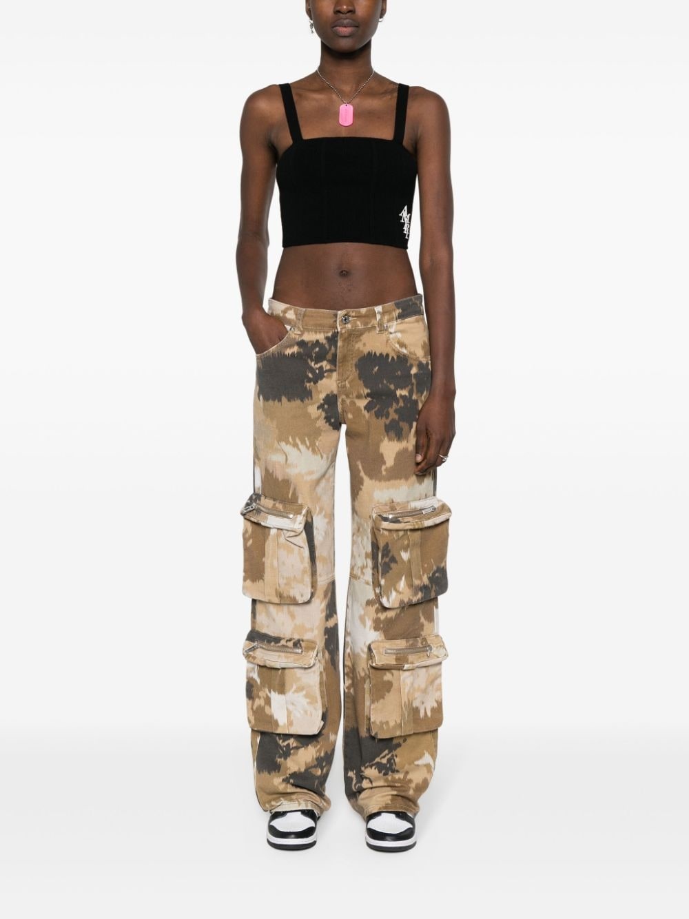 logo-embroidered cropped top - 2