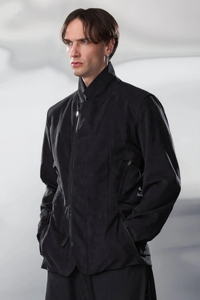 J29-TO Scrim Laced Ultra-Microfiber Blazer Black 7