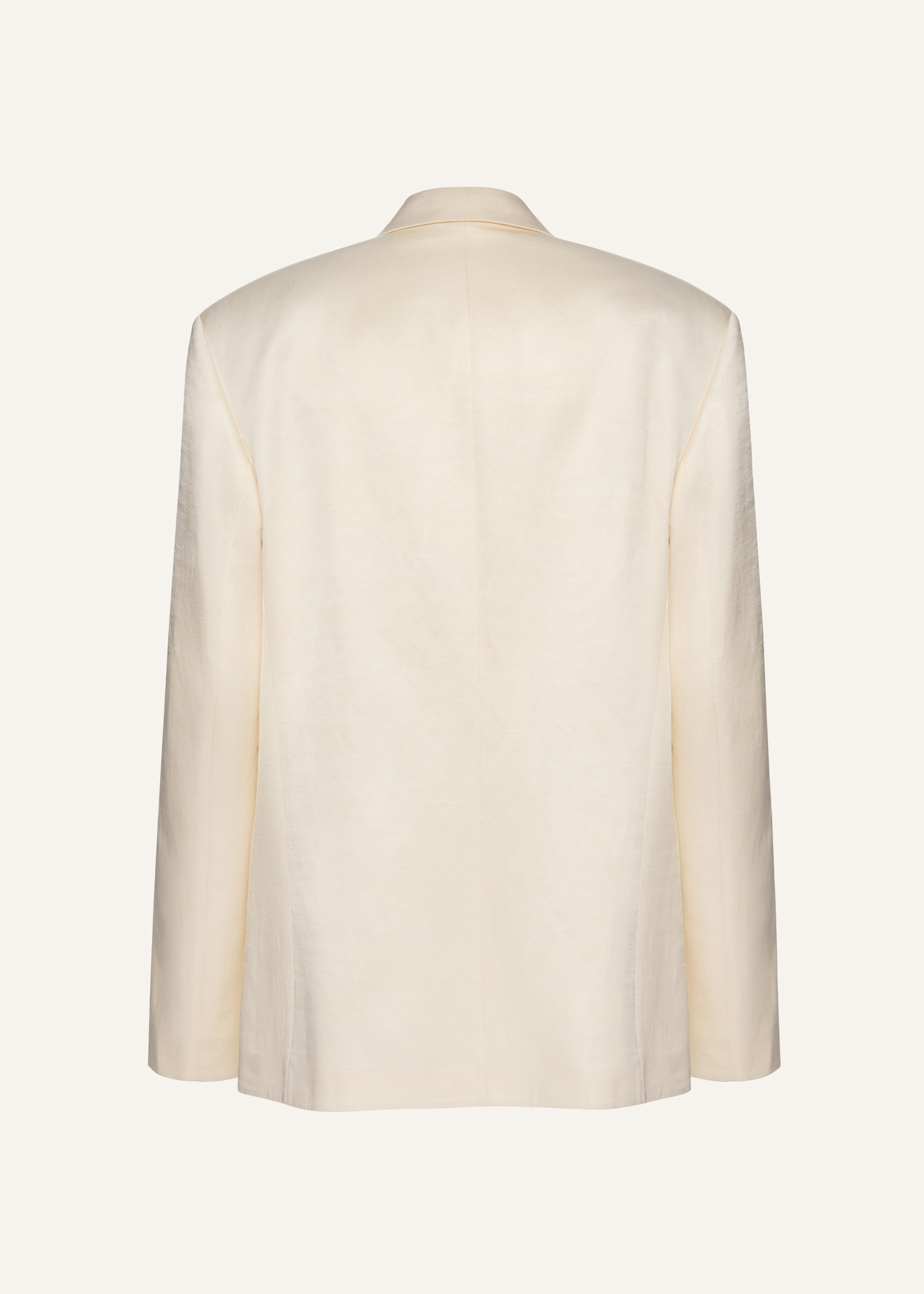 Wool crossover blazer in cream - 2