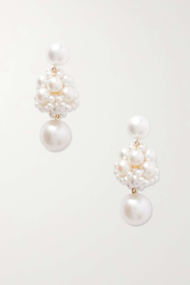 Dora 14-karat recycled gold pearl earrings - 1