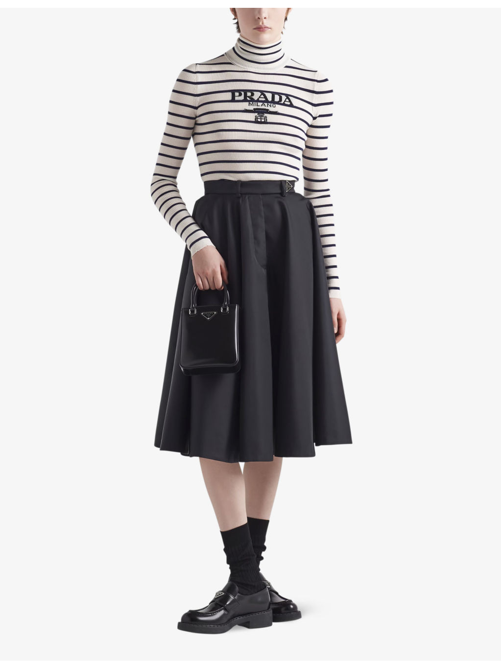 Re-Nylon logo-plaque high-rise pleated skirt - 2