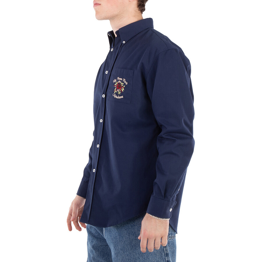 Drole De Monsieur Men's Navy La Chemise Slogan Fleurs Shirt - 2
