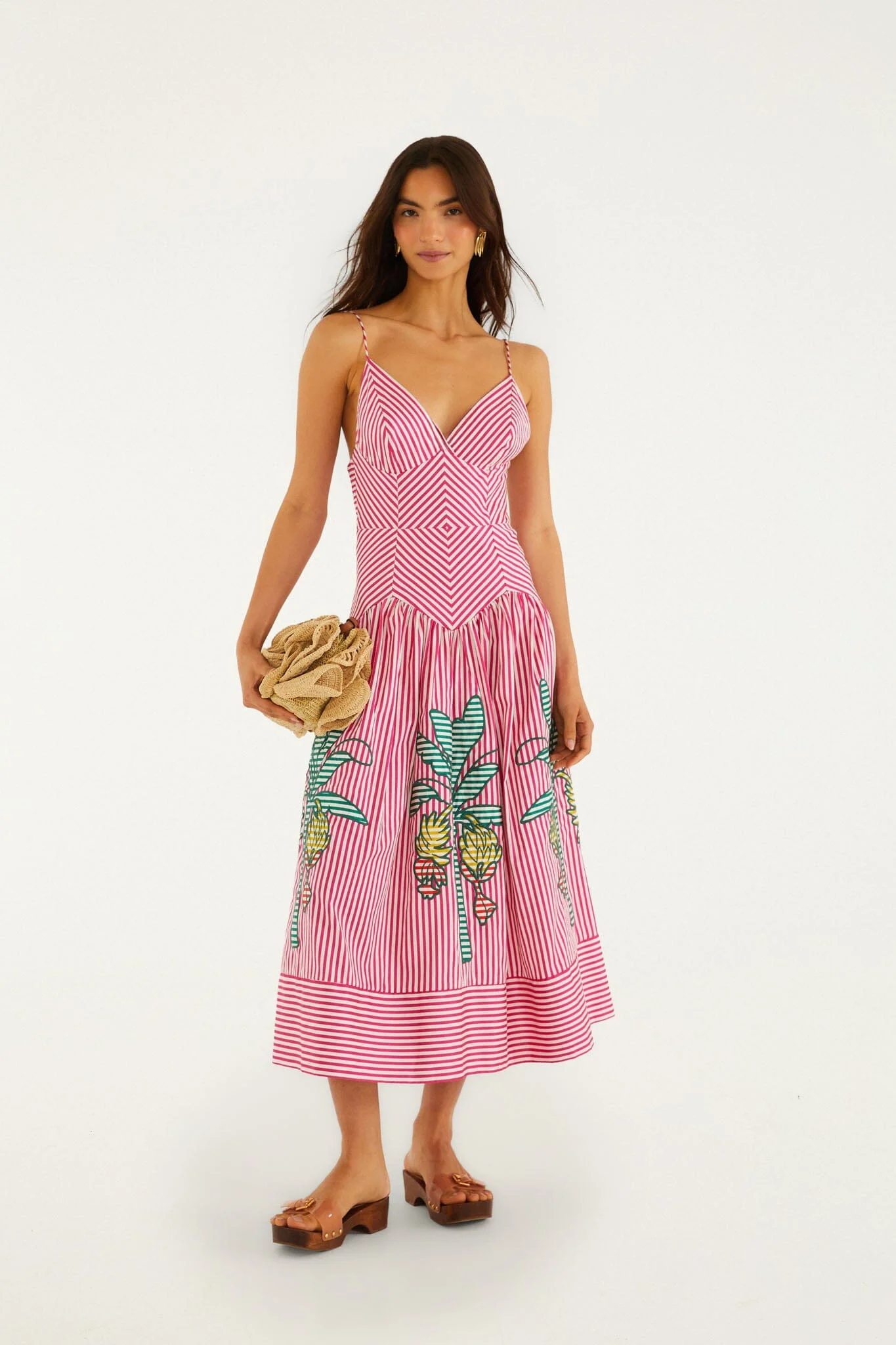farm rio red palm tree dress FARM Rio Palm tree-embroidered Mini Dress | Neutrals