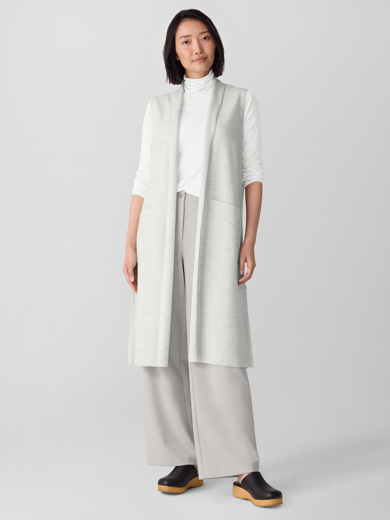 EILEEN FISHER Lightweight Boiled Wool Shawl Collar Vest in Regenerative Wool outlook