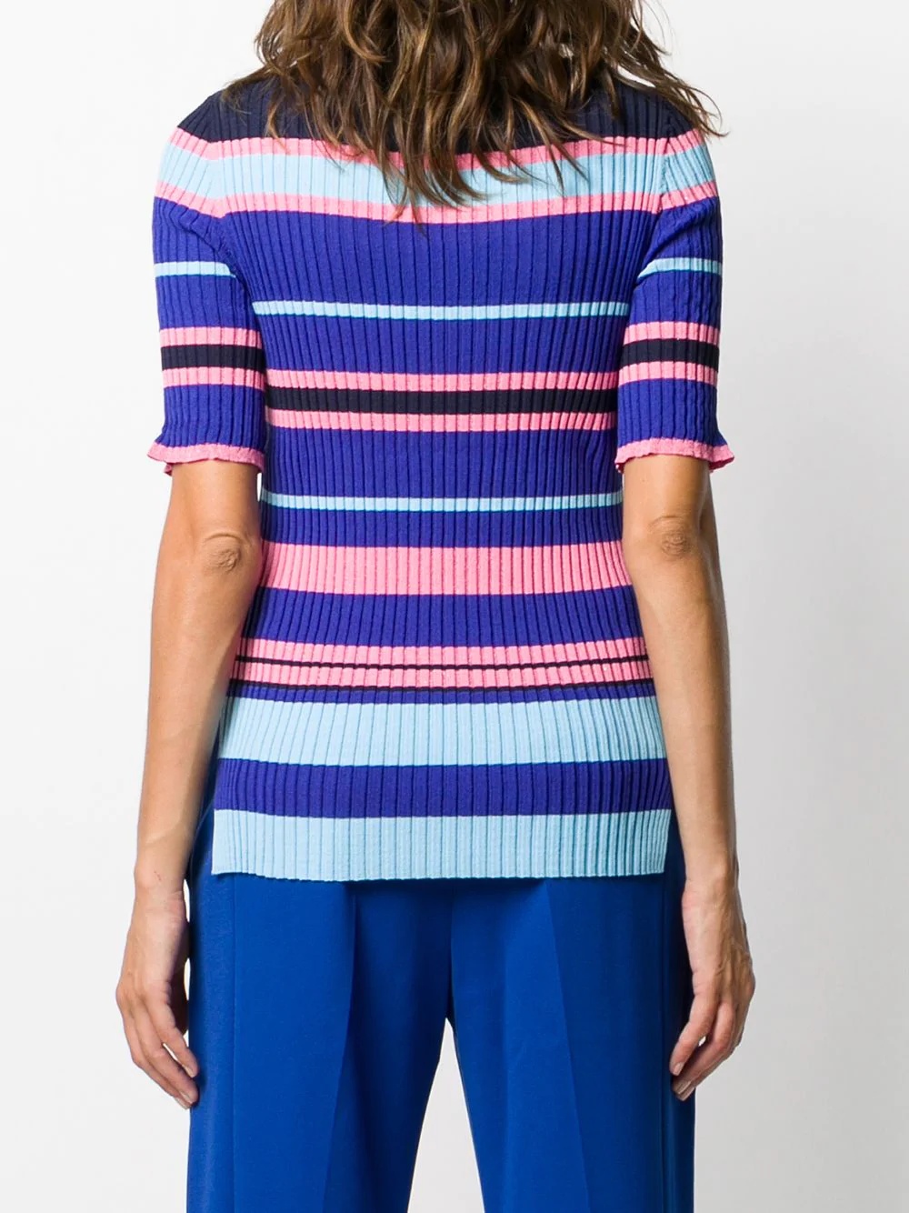 striped mock-neck ribbed top - 4