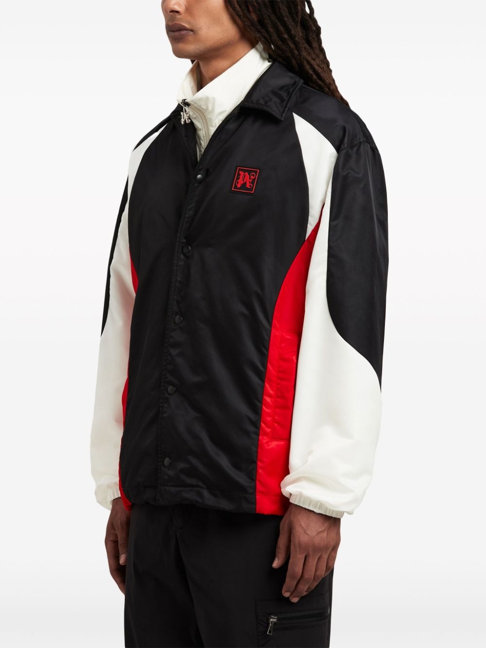 logo-print panelled jacket - 4