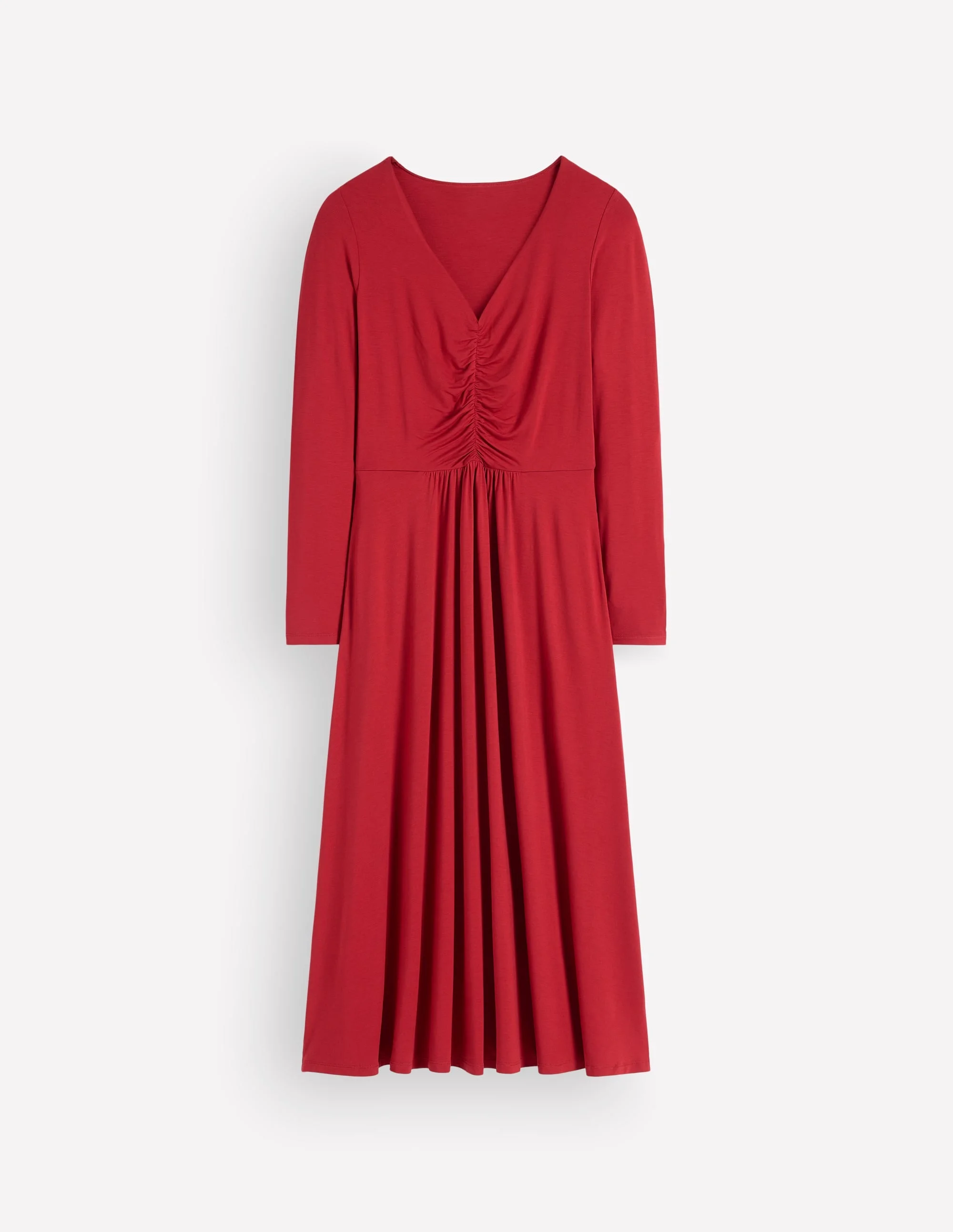 Jasmine Ruched Jersey Dress-Crimson Red - 1