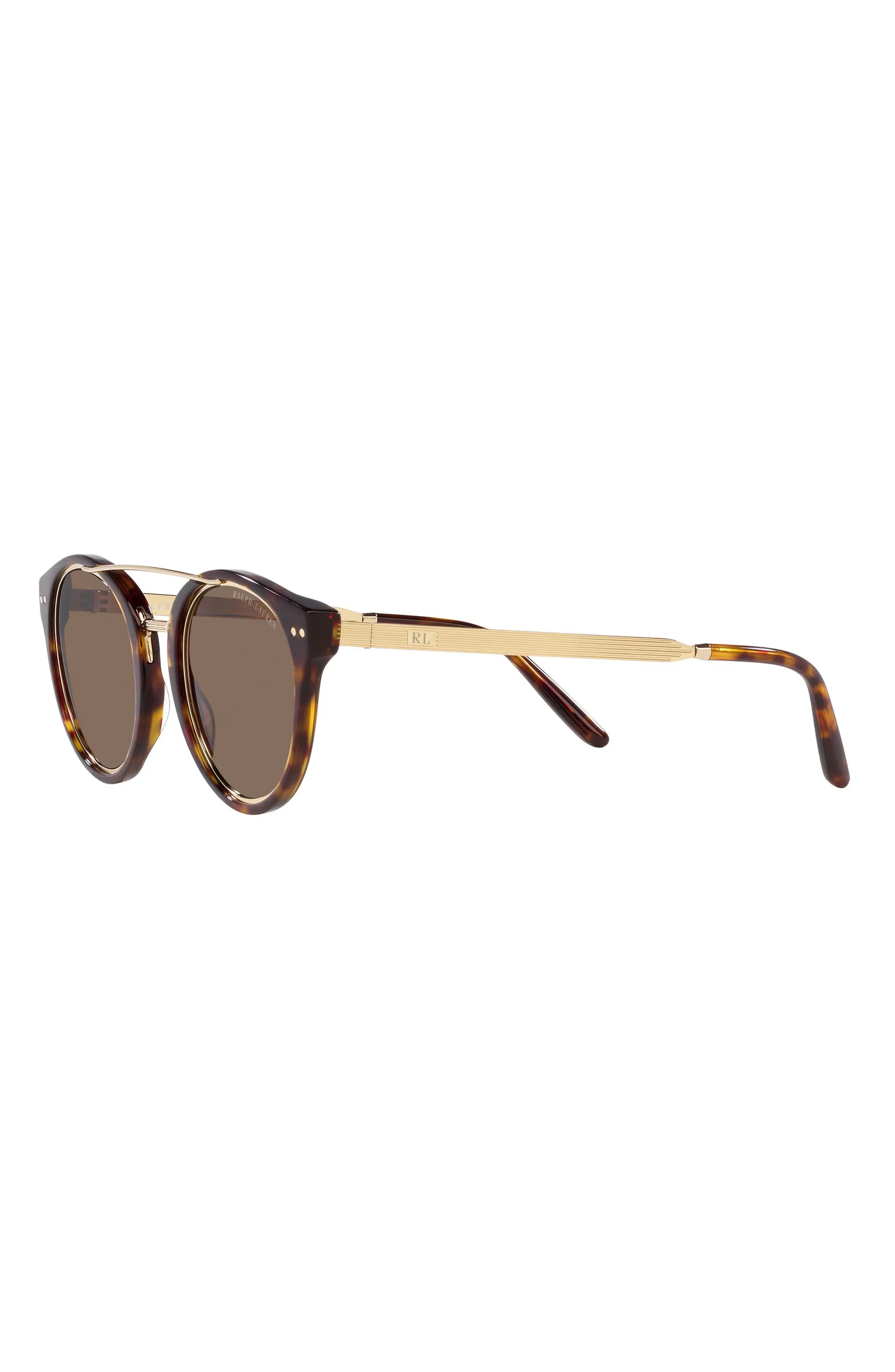 49mm Round Sunglasses in Dark Havana/Brown - 6