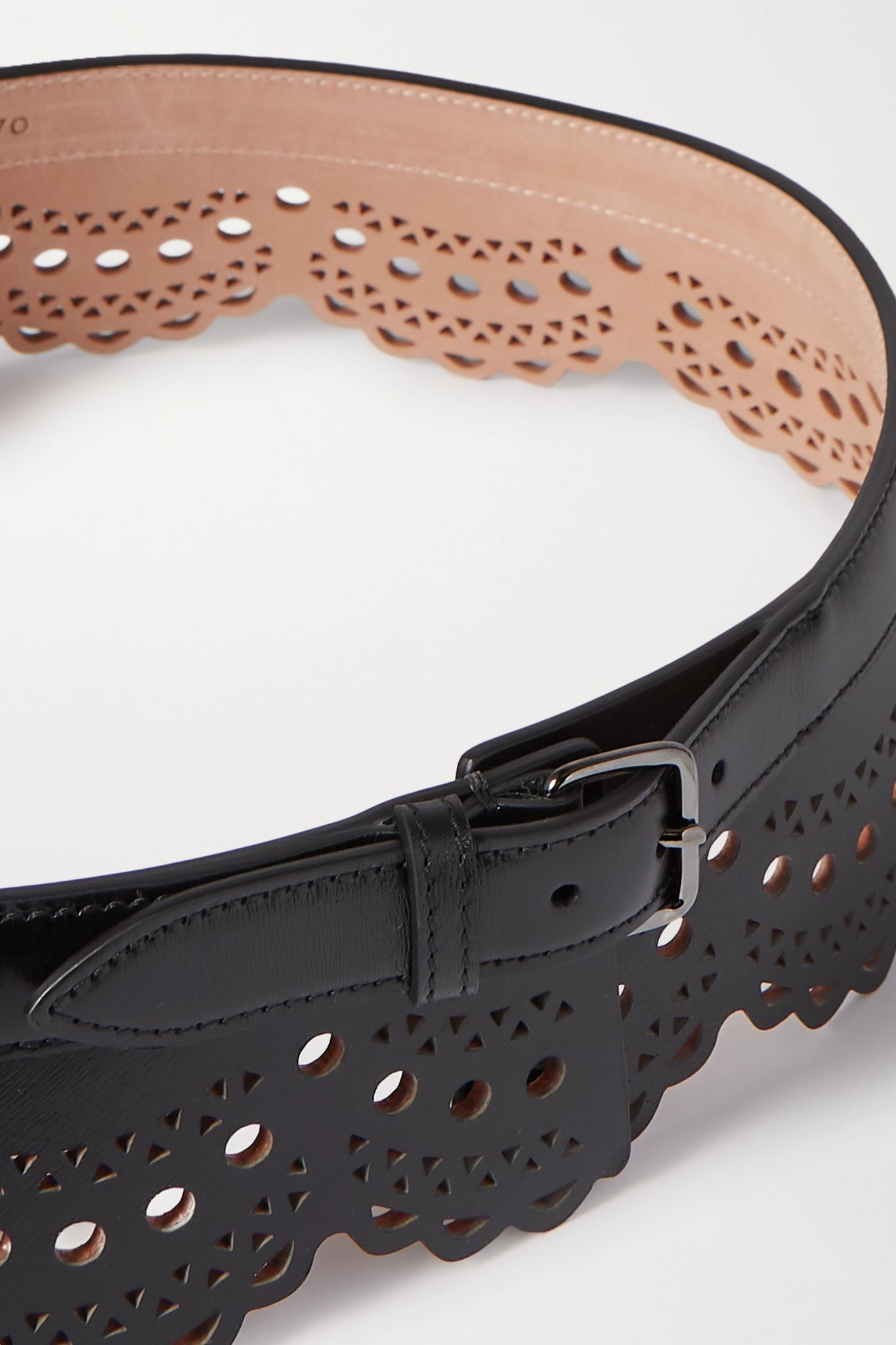 Laser-cut leather waist belt - 3