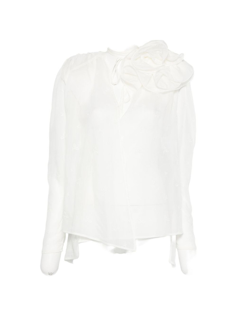 floral-embroidered ruffled blouse 1