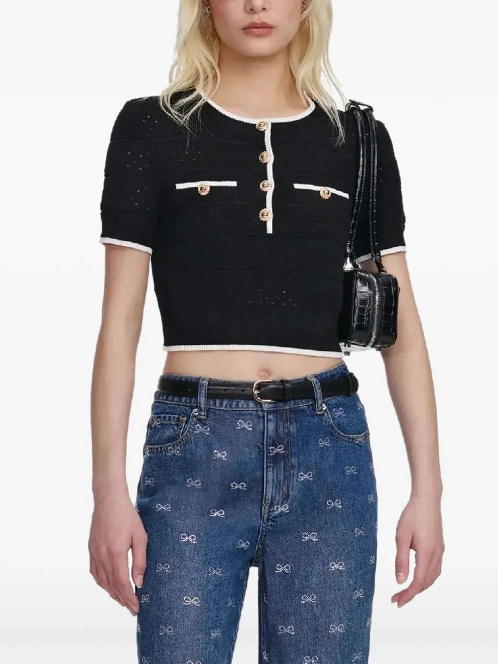 button trimmed knitted top - 1