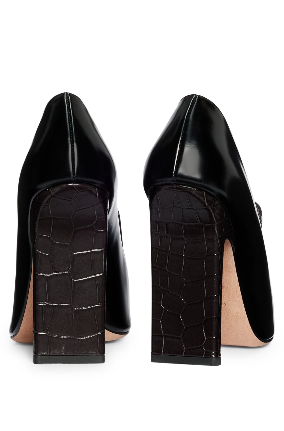 LEATHER PUMPS WITH CROC-EFFECT TRIM - 5