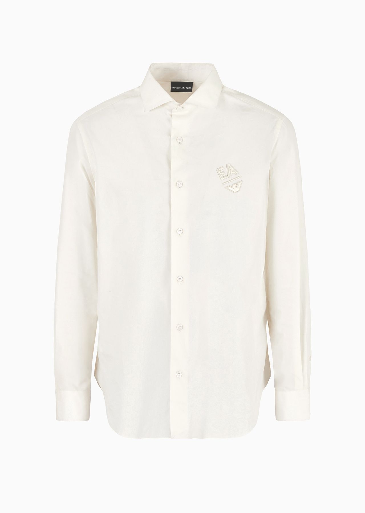 Cotton poplin shirt with embossed EA embroidery - 1