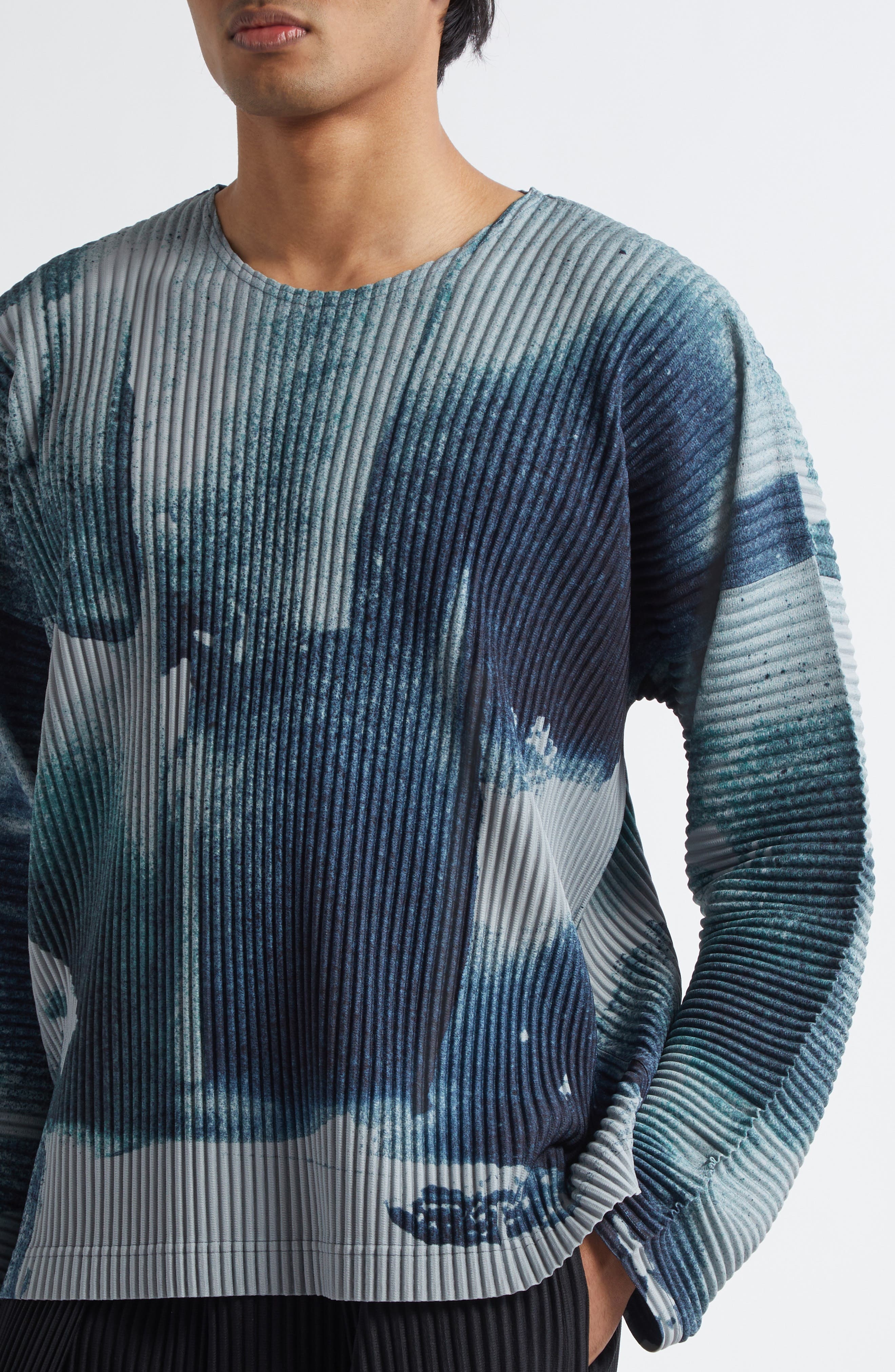 Homme Plissé Issey Miyake Wind Walk Pleated Top in Gray/Teal at Nordstrom - 5